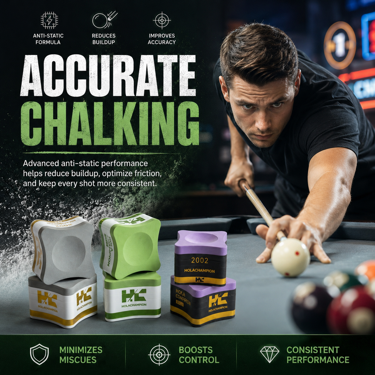 HOLACHAMPION Professional Billiard Chalk