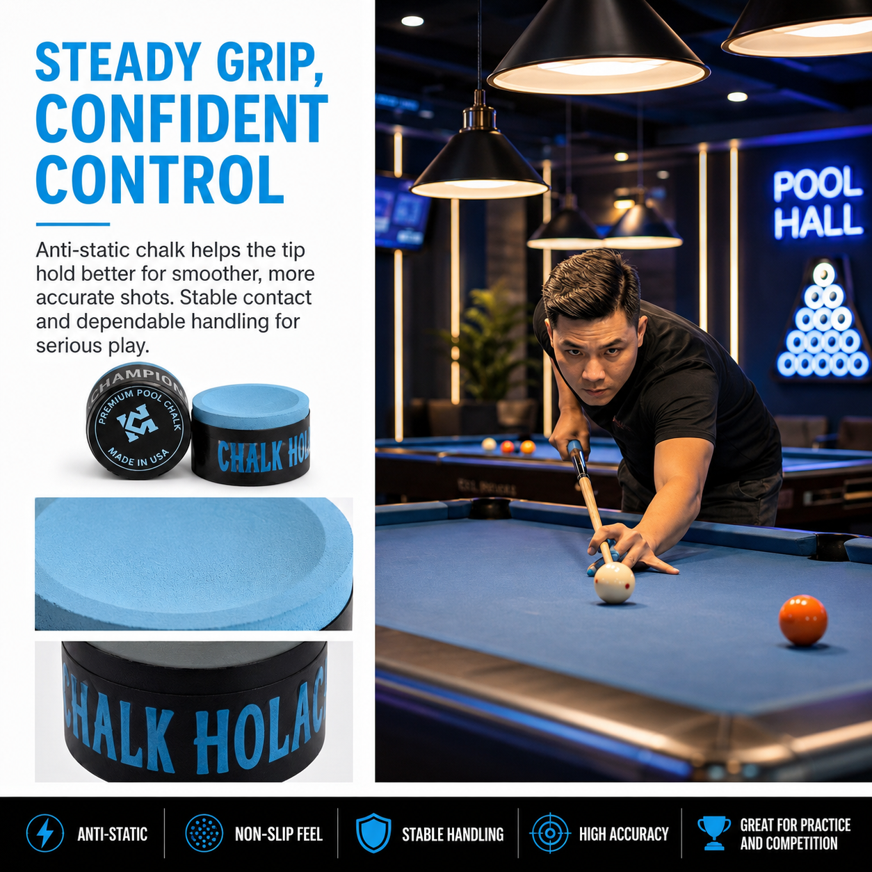 HOLACHAMPION Professional Billiard Chalk